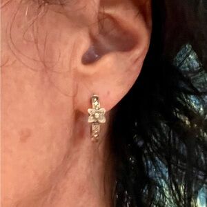 Marcasite Sterling Flower Huggies